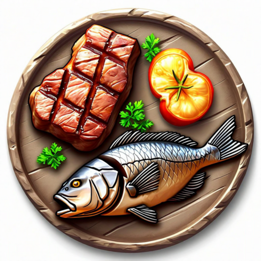 Gegrilltes Fleisch und Fisch